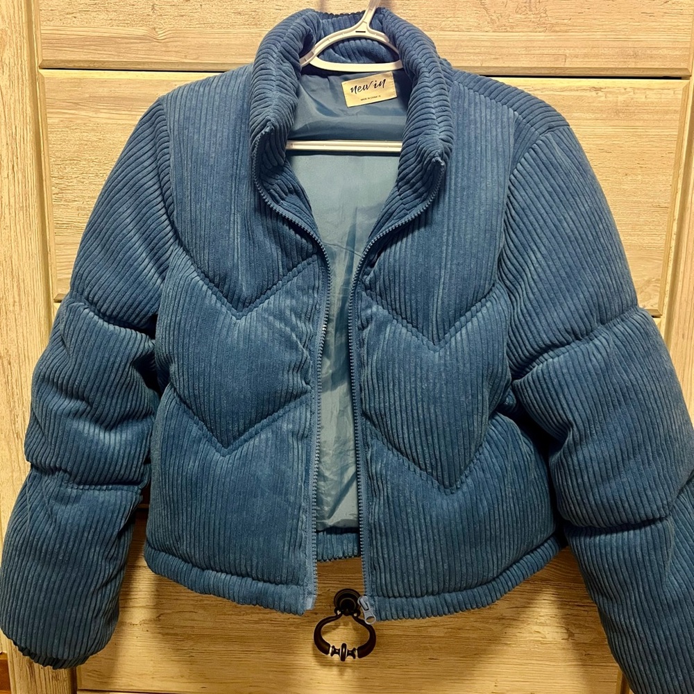 New In Blue Zip Up Corduroy Jacket - Size S